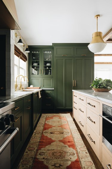 forest green and rust kitchen color idea