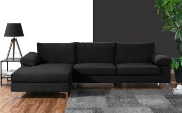 Overstock Velvet Upholstered L-Shape Sectional Sofa