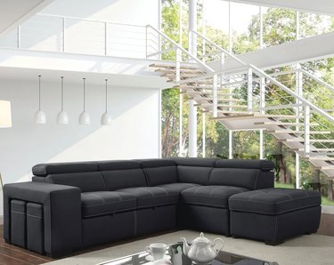 Strick & Bolton Brunelli Grey Microfiber Sleeper Sofa Sectional