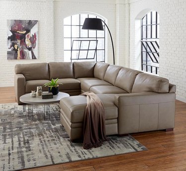 Avenell 3-Piece Leather Sectional With Full Sleeper Sofa and Chaise