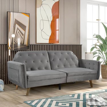 velvet gray sofa