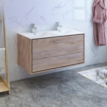 Fresca Senza Tuscany 47-Inch Wall-Mounted Double Bathroom Vanity Set