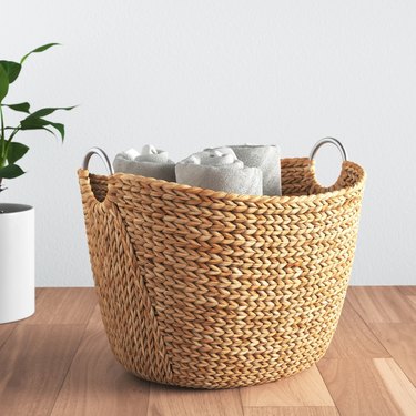 basket with towels