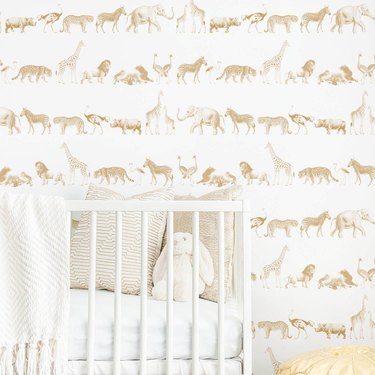 safari nursery with animal wallpaper