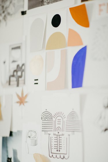 Sofia Shu art studio process sketches on wall