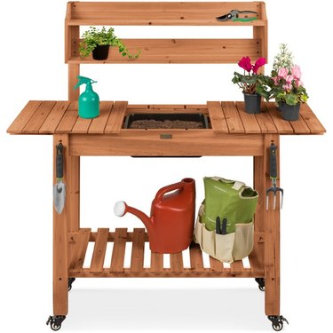 best choice products wood potting bench