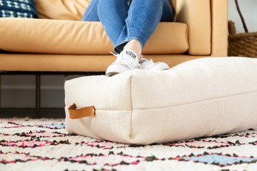 IKEA Hack Floor Pillow using SORTSO rugs