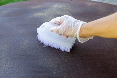 Remove varnish from antique table using oven cleaner