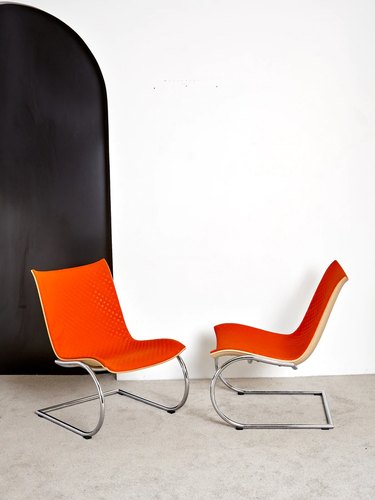 orange cantilever chairs