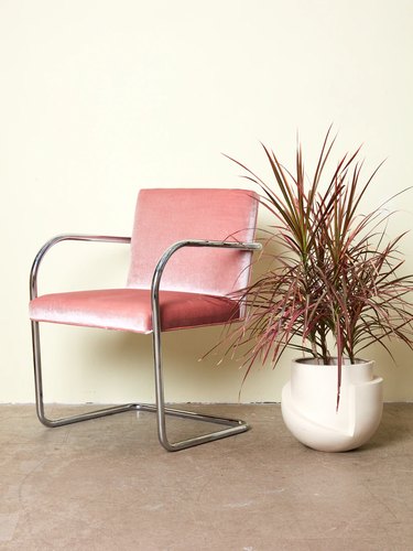 coming soon pink velvet cantilever chair
