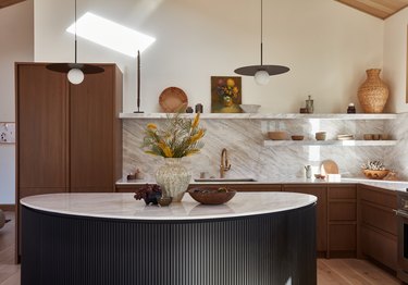 kitchen with semi-circle island