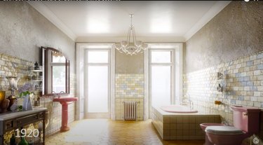 rendition of 1920s bathroom interior
