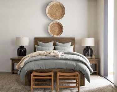 bedroom decorated in pottery barn outlet products