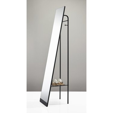Adesso Tillie Black Metal Floor Mirror with Wire Shelf, $106.44