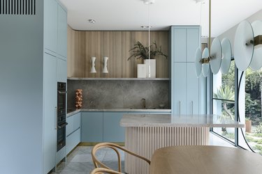 light blue and tan kitchen color idea