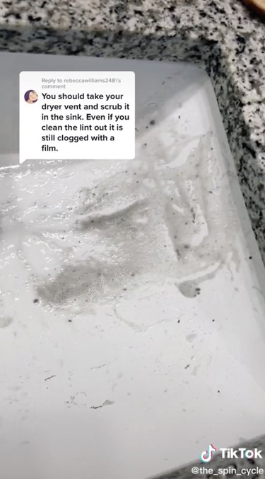 clean dryer lint trap in sink