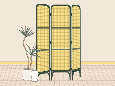 folding screen illustration with plant