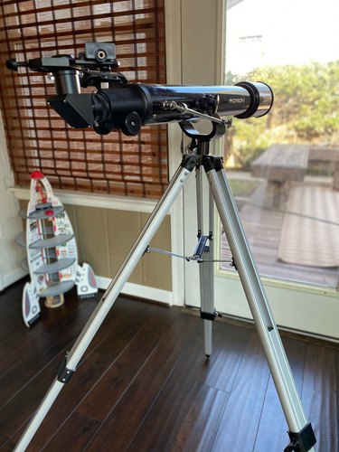 Telescope facing a window