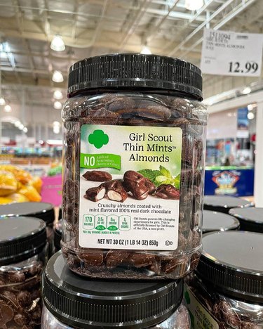 Girl Scouts Thin Mints Almonds container at Costco