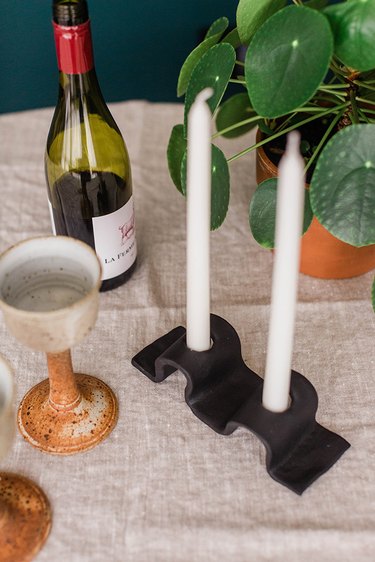 Dripless candles mean you can set this DIY candleholder up right on top of your tablecloth.