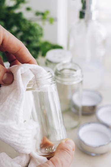 Clean spice bottles and shelves