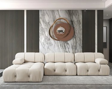 Overstock Modern Velvet Upholstered Sofa