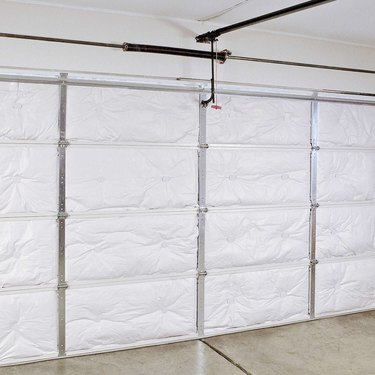 A garage panel with insulation installed
