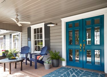 bright blue front door