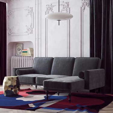 gray l-shape sofa