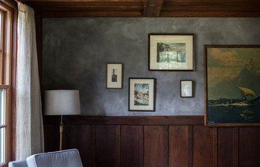gray lime washed walls and wood