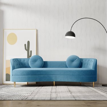 blue curved couch
