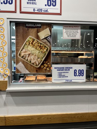 A sign at the Costco food court promoting the Caesar salad