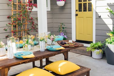 outdoor patio table beautifully decorated