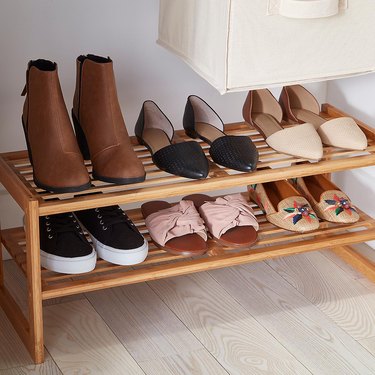 tiered stackable shoe rack for entryway