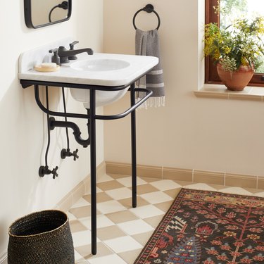 console sink in bathroom