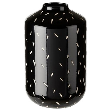 black and white patterned vase