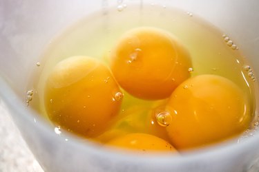 Closeup of egg yolks