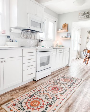 bright kitchen with rug runner
