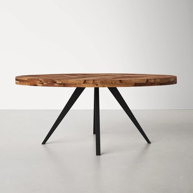 wooden top table with black base