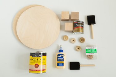 Materials and supplies for DIY wood plant riser