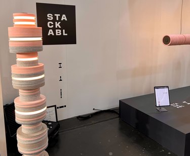 Stackabl light fixtures made from textile waste at ICFF 2023
