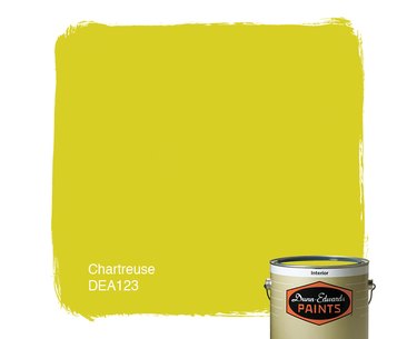 chartreuse paint sample and can