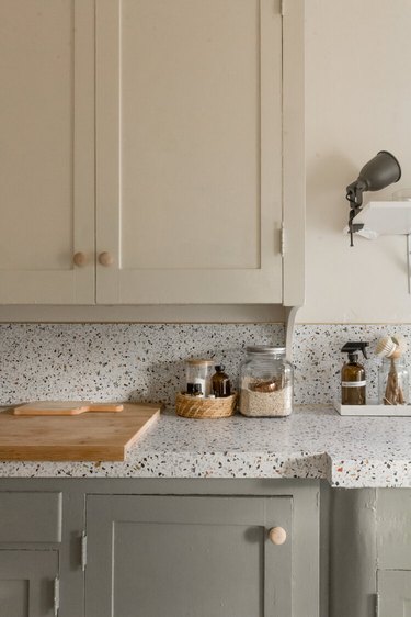 DIY kitchen countertop with contact paper