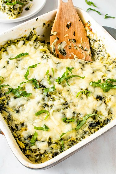 Spinach artichoke summer squash bake