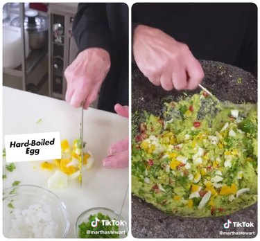 Martha Stewart making guacamole with eggs