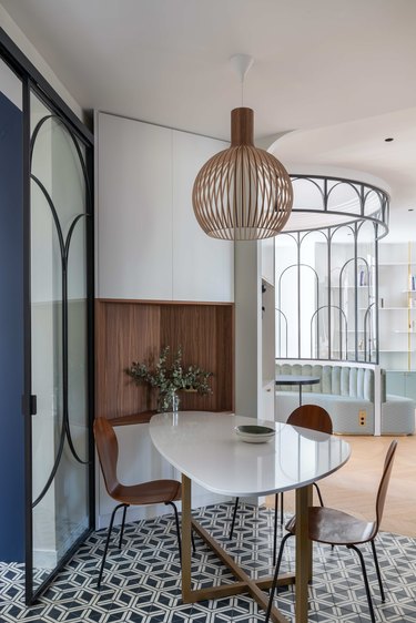 A kids dining area in a Paris apartment.