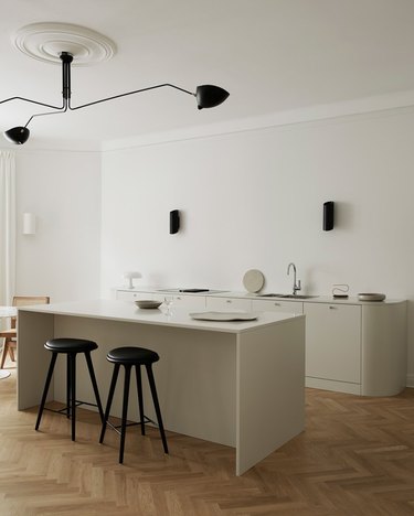 warm minimalist kitchen island