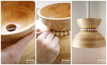 ikea Wooden Bowl Light Fixture tiktok hack