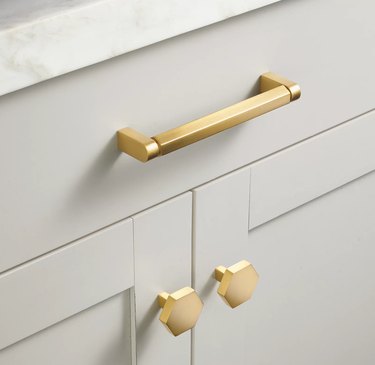 brass pull and knobs