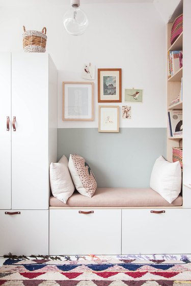 IKEA kids closet with reading bench
